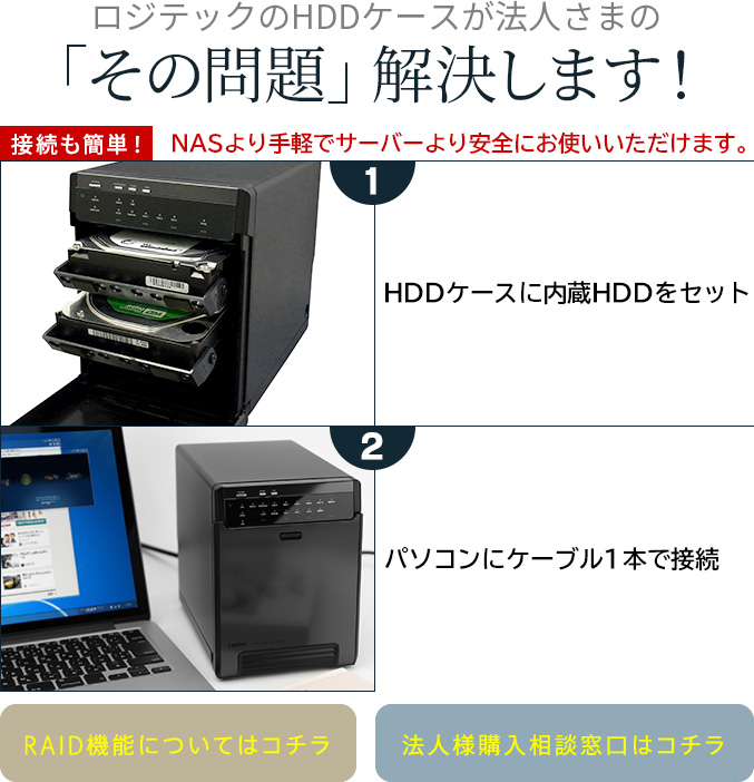 ロジテックのHDDケースが法人さまの「その問題」解決します!