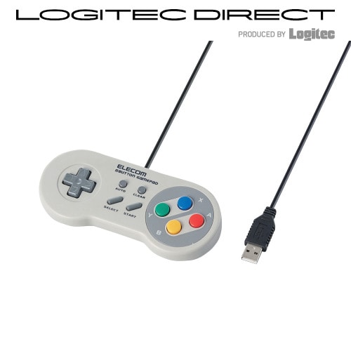 ELECOM USBゲームパッド 8ボタン レトロ風 ホワイト【JC-FR08TWH】