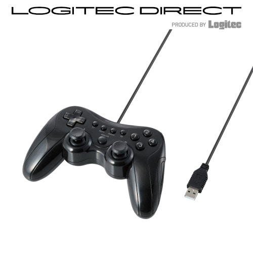 ELECOM USBゲームパッド 12ボタン 振動 連射 ブラック【JC-FU2912FBK】