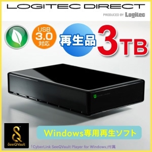 【再生品】SeeQVault(シーキューボルト)対応USB 3.0外付型HD(ソフト付) 3TB 【LHD-EN30U3QSW-YY】