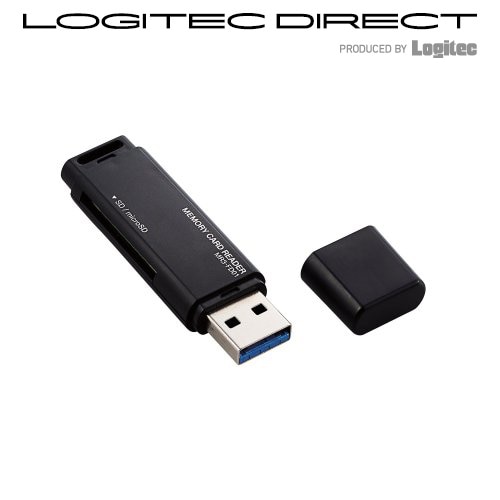 ELECOM メモリリーダライタ USB3.0対応 SD,microSD対応 直挿し ブラック【MR3-FD01BK】