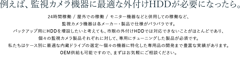 例えば、監視カメラ機器に最適な外付けHDDが必要になったら。