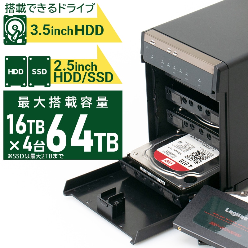 Type-C対応 HDDケース 3.5インチ 2.5インチ SSD 4BAY 外付 RAID機能なし USB3.2(Gen2)【LHR-4BNHUC】