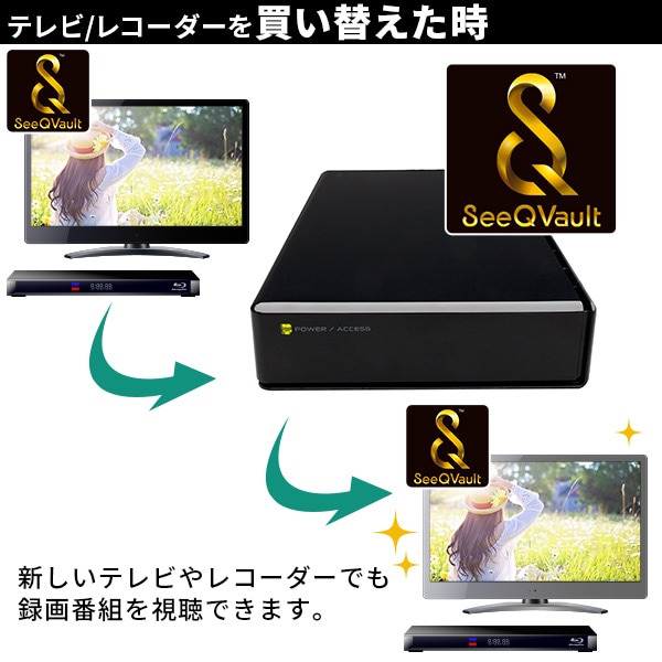 SeeQVault対応 HDD 外付け 8TB テレビ録画 テレビレコーダー シーキューボルト 3.5インチ USB3.2 Gen1 (USB3.0) 【LHD-ENB080U3QW】