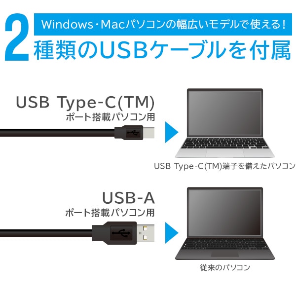 ブルーレイドライブ 外付け ポータブル ソフト無し USB-A / USB-C ケーブル 付属 Type-C BDドライブ DVDドライブ 4K UHD BD USB3.2(Gen1) 【LBD-LPWAWU3CNDB】