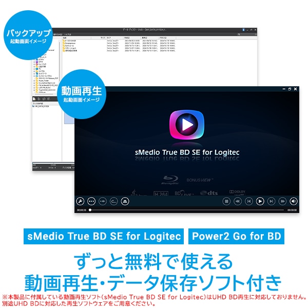 ブルーレイドライブ 外付け ポータブル USB-C Type-C USB-A Type-A M-Disc BDXL 動画再生 データ保存 ソフト付き【LBD-LPWAWU3CSDB】