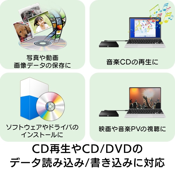Windows Mac 対応 DVD CD ドライブ ポータブル USB Type-C ケーブル付 ソフトなし Windows11 書込 読込 バスパワー 超薄型 超軽量 M-Disc対応 1年保証 LDR-LPXAW8CU2NB