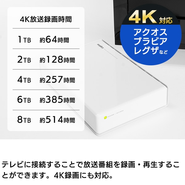 グッドデザイン賞受賞モデル HDD 外付け 6TB USB3.1(Gen1) / USB3.0 国産 TV録画 省エネ静音 ハードディスク テレビ 3.5インチ ホワイト 4K録画 PS4 / PS4 Pro / PS5 対応【LHD-EN60U3WSWH】