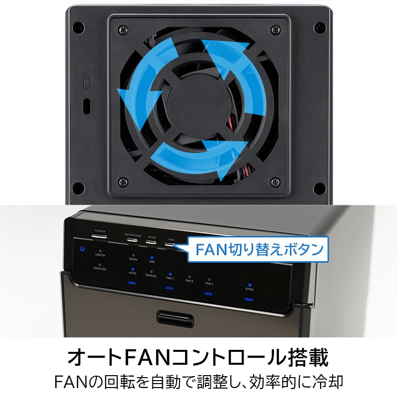 HDDケース 3.5インチ 4BAY 外付け RAID機能なし USB3.1(Gen1) / USB3.0 eSATA 【LHR-4BNHEU3】