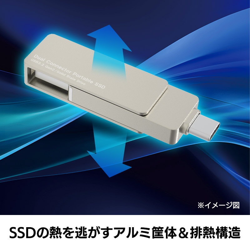 SSD 外付け 1TB USB Type-A / USB Type-C 両挿し スティック型 コンパクト USBメモリサイズ USB3.2 Gen2 iPhone15 / 16 / 16Pro PS4 PS5 PS5Pro 動作確認済 LMD-SPE100UAC