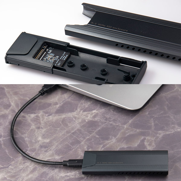M.2 SSDケース 高速転送規格NVMe対応 USB3.2(Gen2)対応  Type-C Type-A 高放熱 データ移行ソフト付【LHR-LPNVW02UCDS】