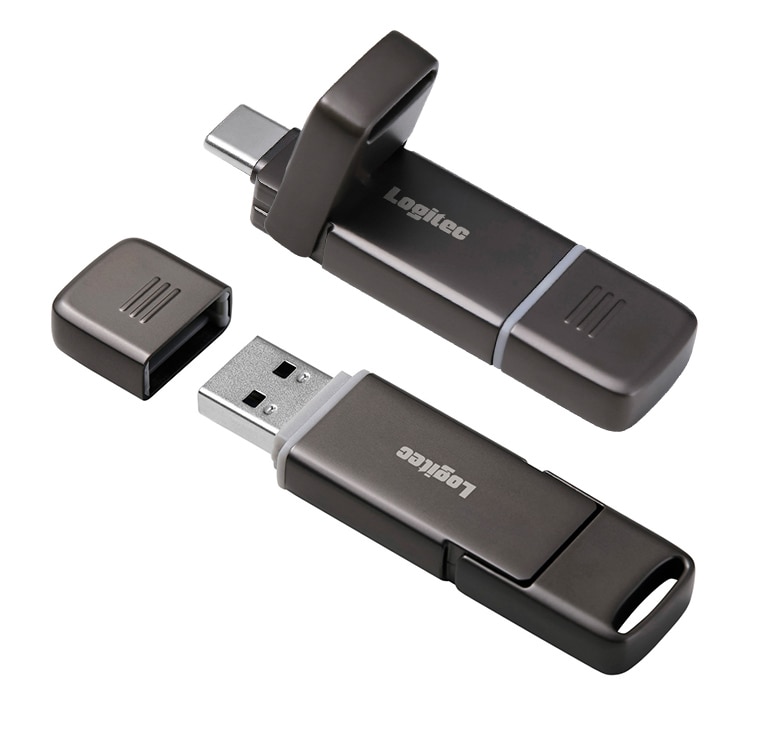 SSD 外付け 500GB Android iPhone 対応 USB Type-A / USB Type-C USB-C 両挿し 画像編集ソフト PhotoDirector 付属 スティック型 コンパクト USBメモリサイズ USB3.2 Gen2 PS5 動作確認済 ロジテック LMD-SPF050UAC
