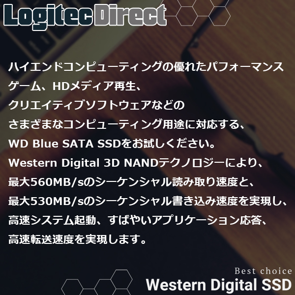WD Blue SATA SSD 3D NAND 2.5インチ 1TB WDS100T2B0A